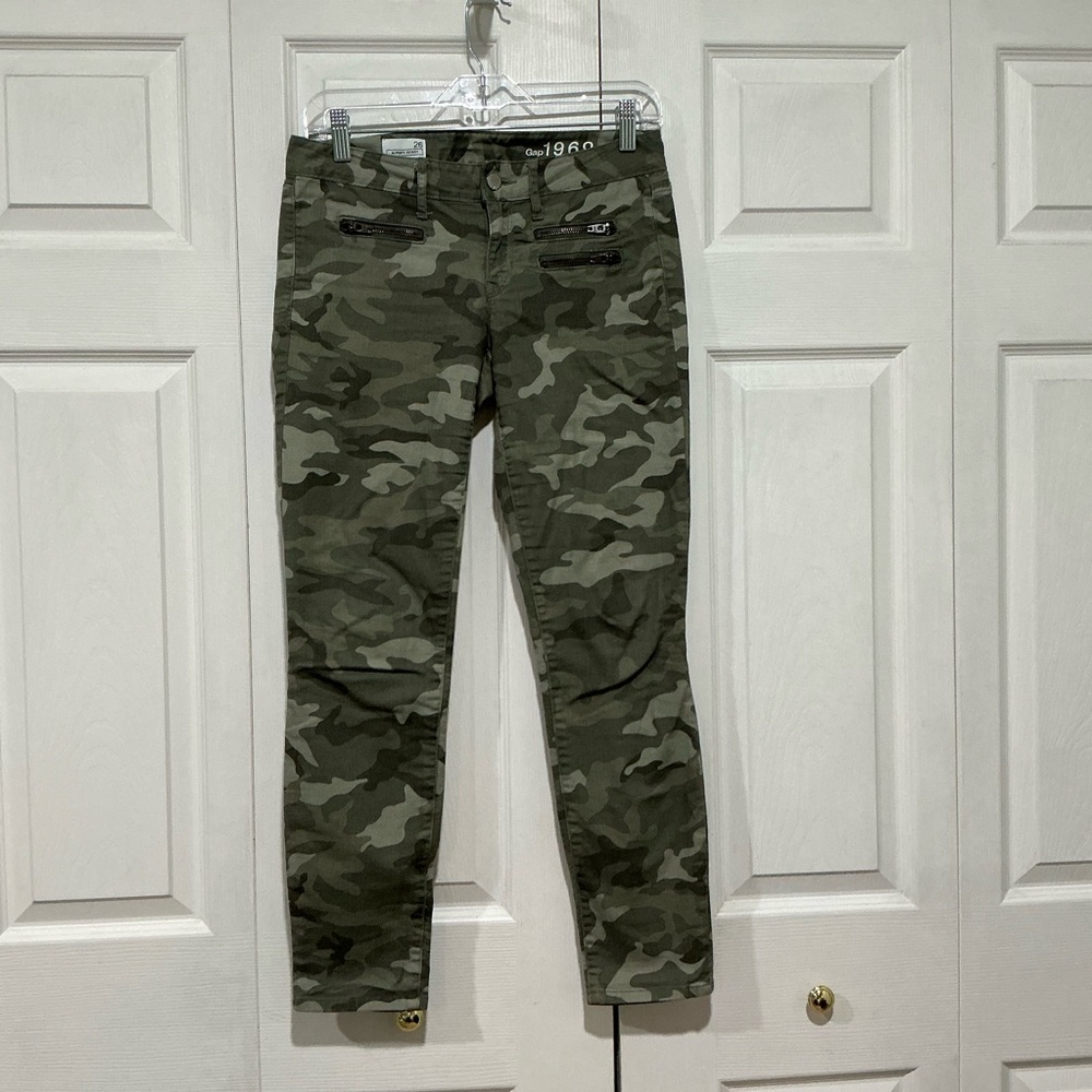 🤎 Gap Always Skinny Green Gray Camouflage Jeans - 2 / 26